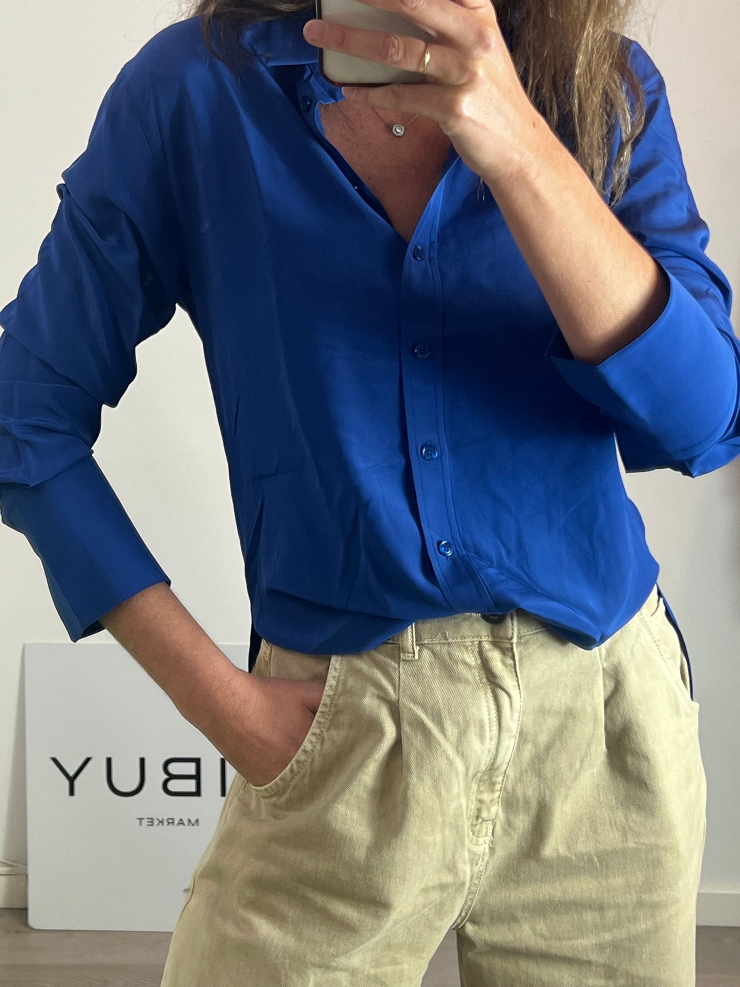 JOSEPH. Blusa fluida azul T.36