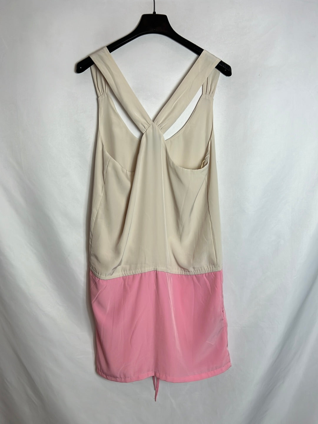 MANGO. Vestido corto bicolor ajustable. T S