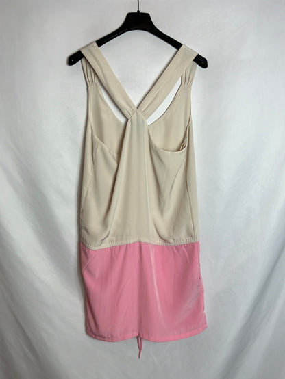 MANGO. Vestido corto bicolor ajustable. T S