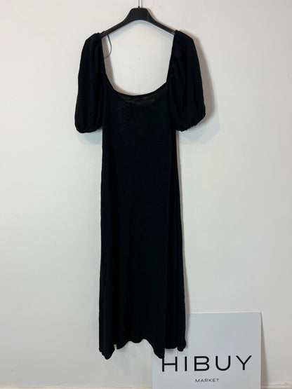 PULL&BEAR. Vestido midi textura negro. T M