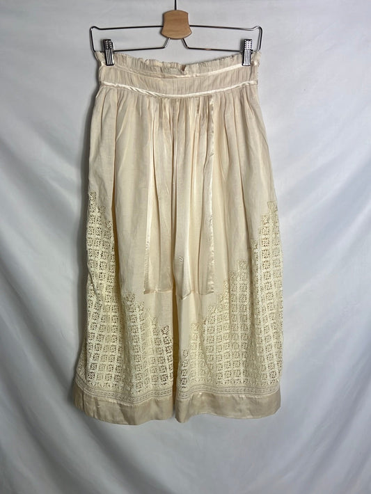 ULLA JOHNSON. Falda midi beige texturas.,T2(M)