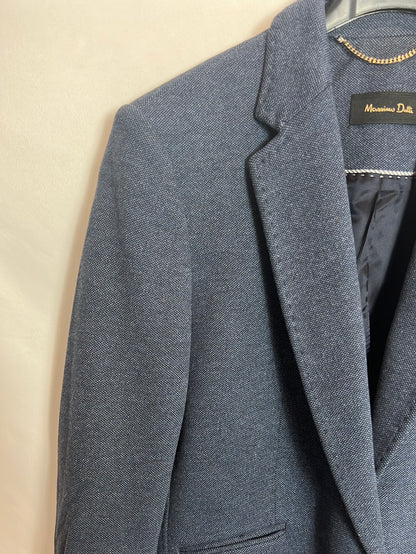 MASSIMO DUTTI. Blazer azul jaspeada algodón. T 40