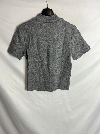 ZARA. Top gris cuello perkins T.l