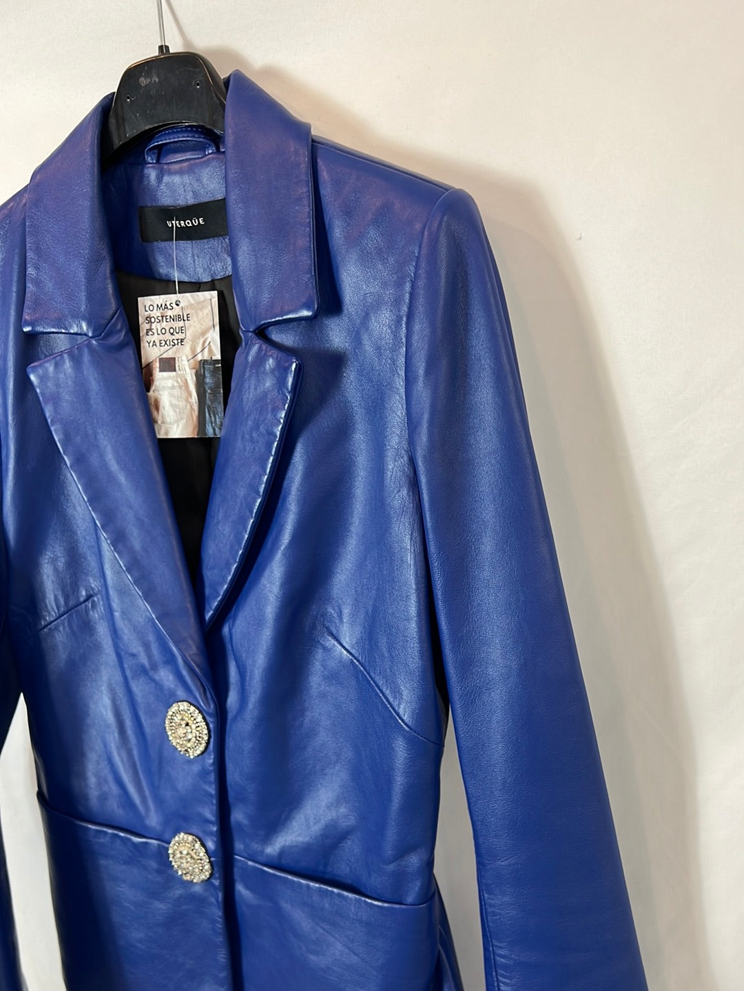 UTERQÜE. Chaqueta piel azul T.s