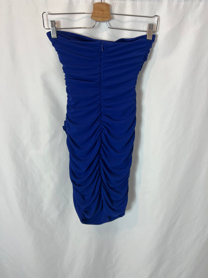 ZARA. Vestido corto azul entallado aperturas. T S