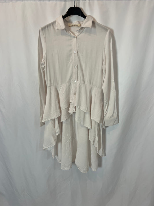 EVA ROSA. Blusa blanca asimétrica. T S