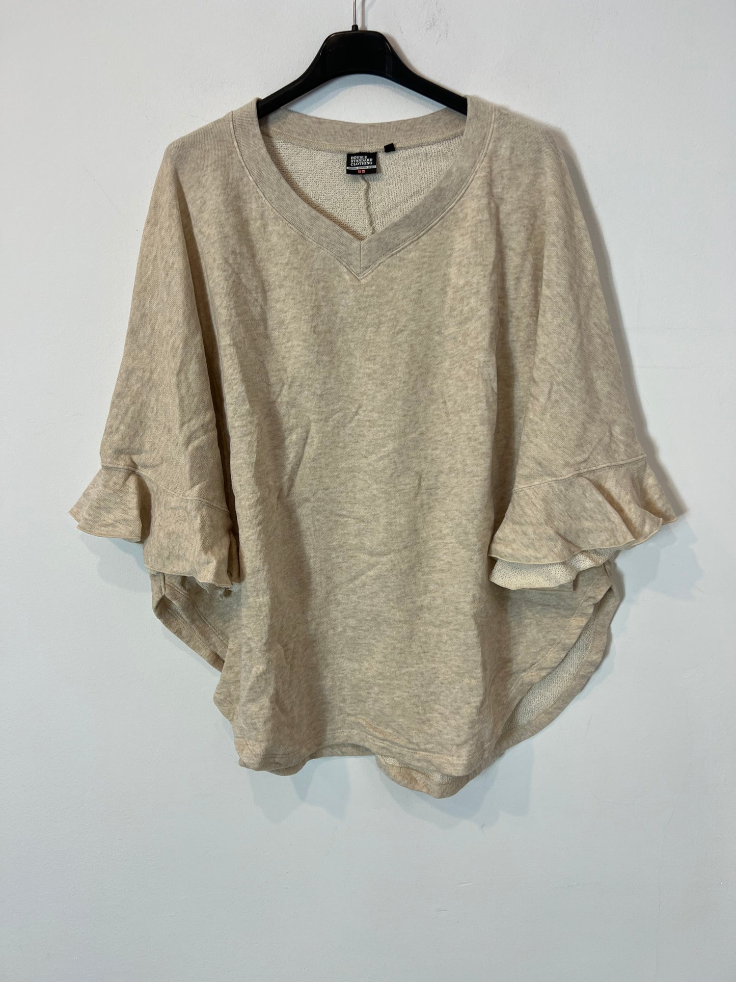 UNIQLO. Top beige jaspeado detalle mangas. T M