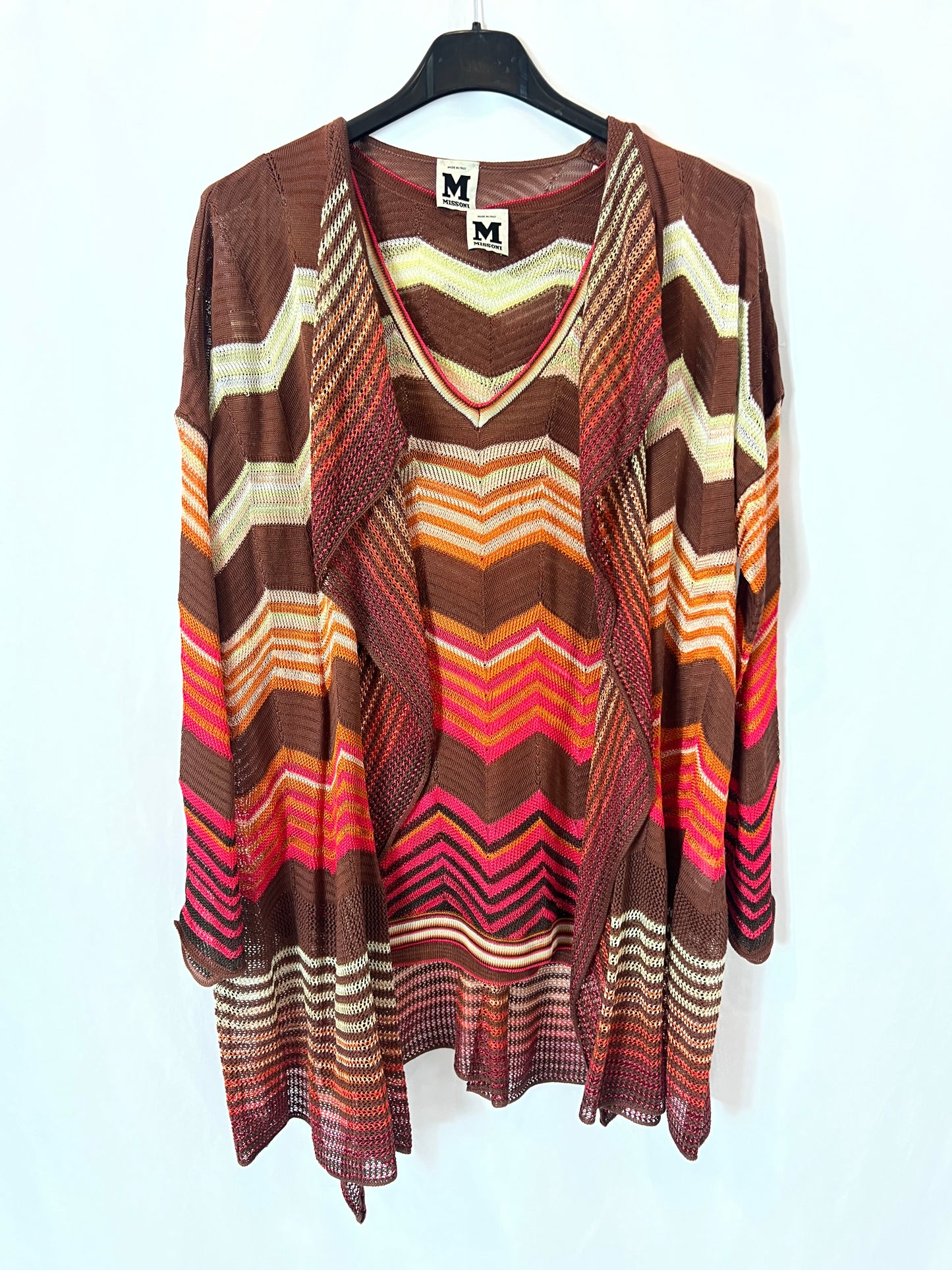 MISSONI. Conjunto top y chaqueta zig zag colores. T 38