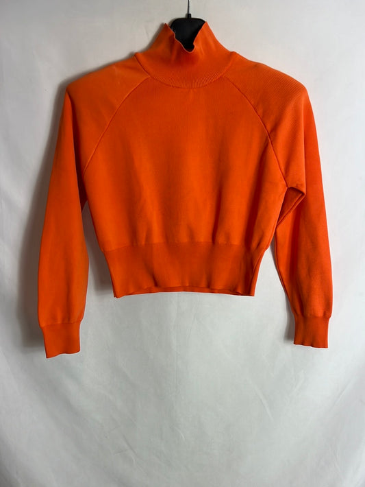 ZARA. Jersey fino crop naranja hombreras. T S