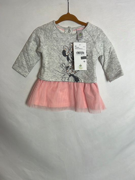 MDISNEY. Vestido doble textura dibujo. T 2-3 meses