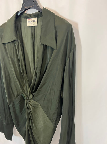 ZADIG&VOLTAIRE .Vestido midi verde nudo. T S