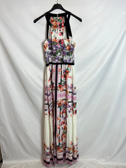 ANGELO MARANI. Vestido largo estampado detalle escote. T 44 (M/L)