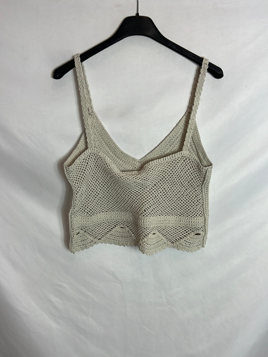 H&M. Top crochet beige. T S