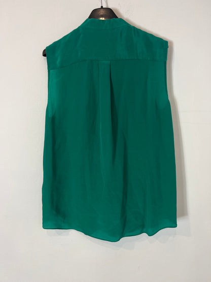 UTERQÜE. Blusa verde seda. T S