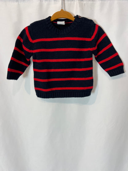 PETIT BATEAU. Jersey azul rayas. T 3 meses