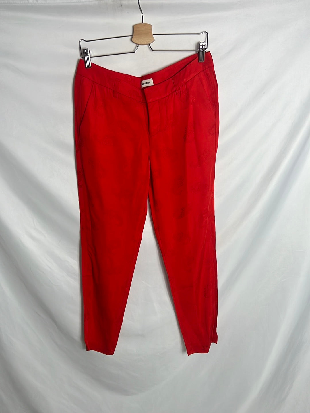 ZADIG&VOLTAIRE . Pantalón rojo estampado  fluido. T 38