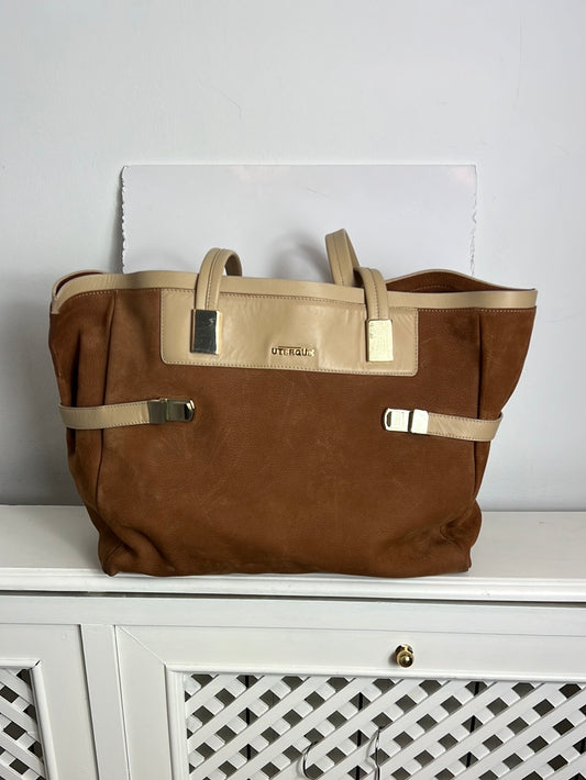 UTERQÜE. Bolso shopper piel bicolor (TARA)