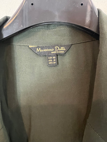 MASSIMO DUTTI. Vestido largo verde T.40