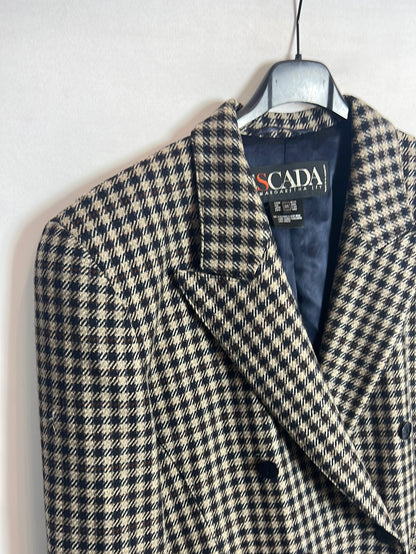 ESCADA. Blazer lana cuadros doble botonadura. T 38