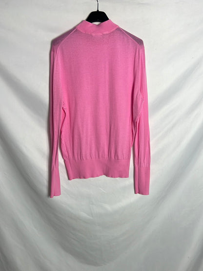 BIMBA Y LOLA. Jersey fino rosa cuello perkins. T L