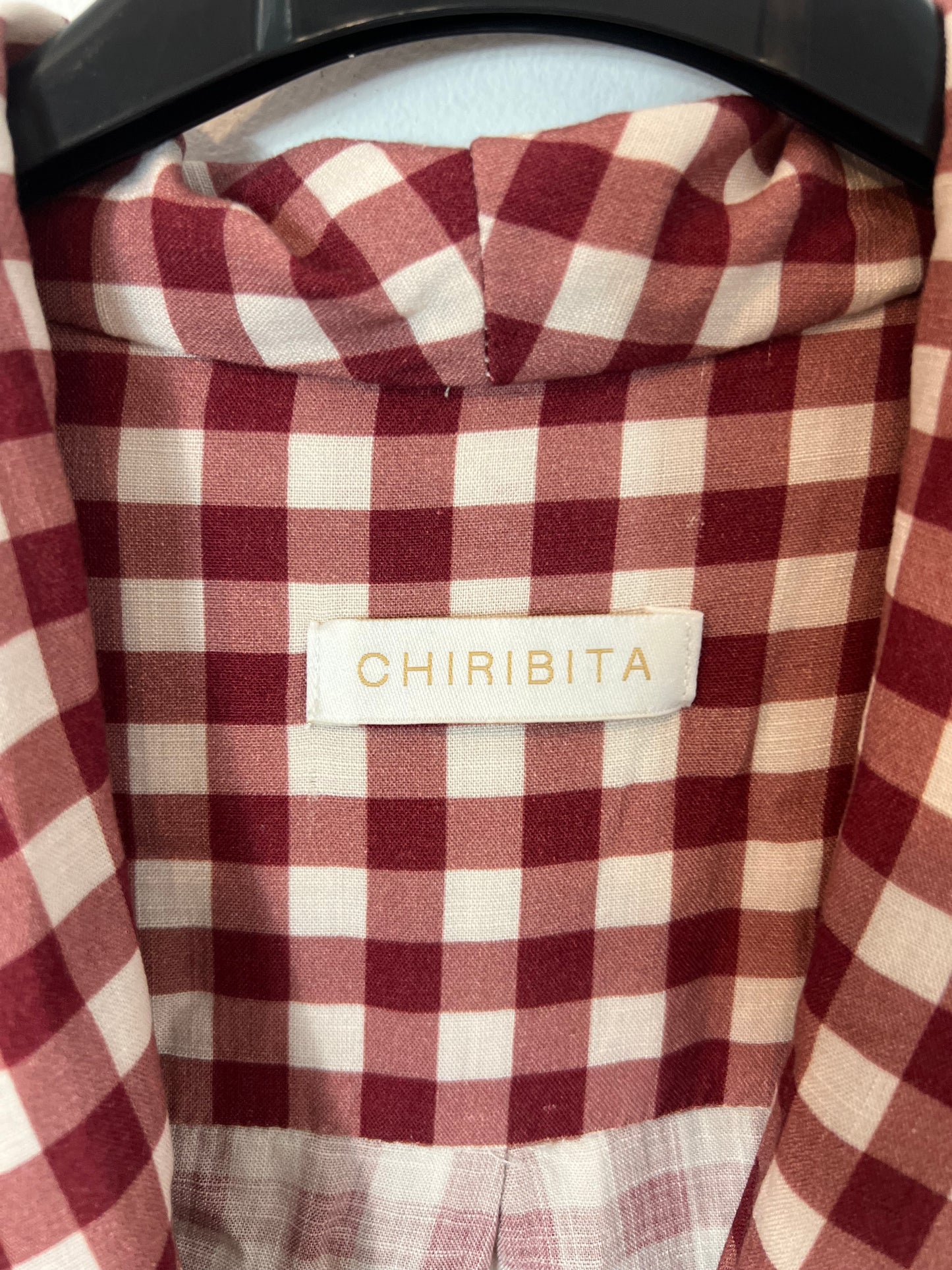 CHIRIBITA. Blusa cuadros burdeos T.34