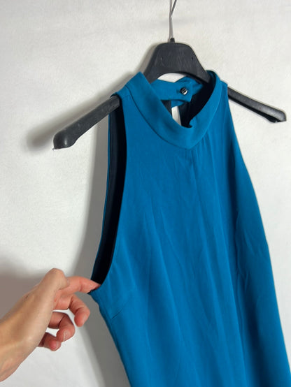 ZARA. Mono azul palazzo cuello halter. T XS