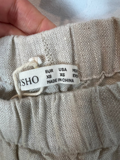 OYSHO. Pantalón lino ancho beige T.xs