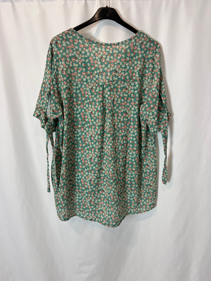 OTRA. Blusa verde flores TU(M/L)