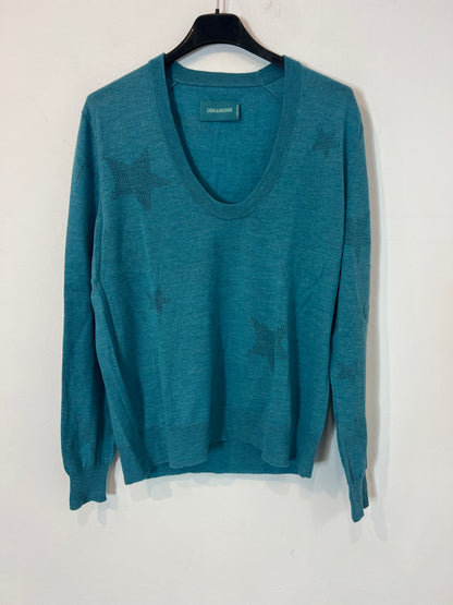 ZADIG & VOLTAIRE. Jersey lana turquesa. T S