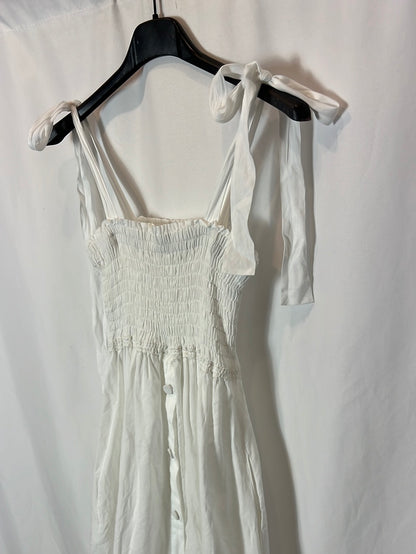 CHARO RUIZ IBIZA. Vestido largo blanco nido de abeja. T XS