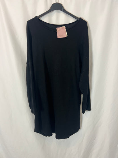 ACUARELA. Vestido corto negro punto. T M/L