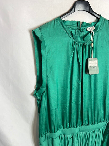 INTROPIA. Vestido verde doble textura. T XXl