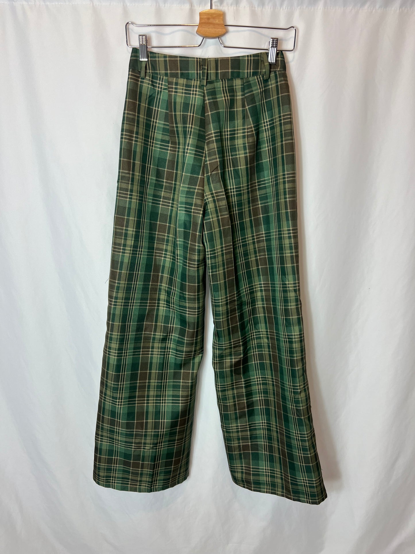 OTRAS. Pantalón ancho verde cuadros T.u(34)