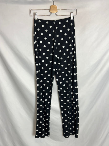 SFERA. Pantalón negro lunares  T S