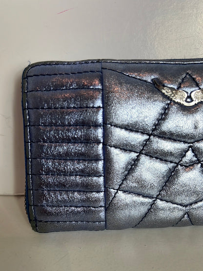 ZADIG&VOLTAIRE . Cartera piel azul metalizada