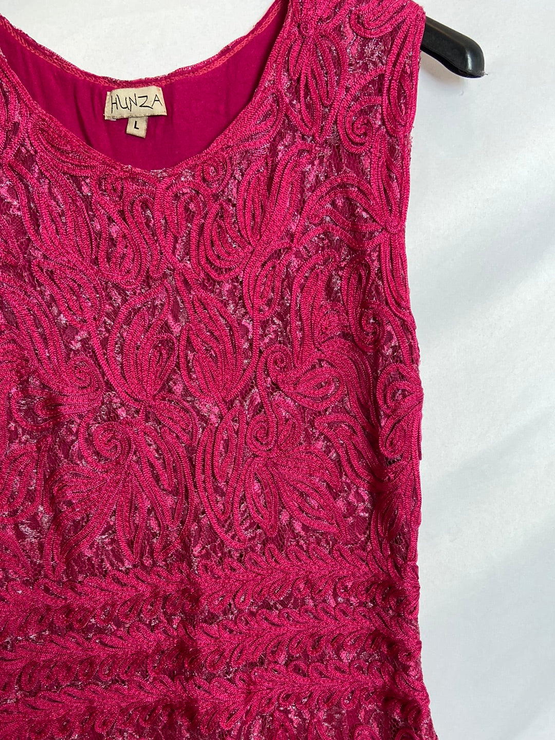 HUNZA. Vestido rosa doble textura T. L (S)