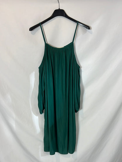 MAJE. Vestido corto verde detalle mangas. T 1 (S)