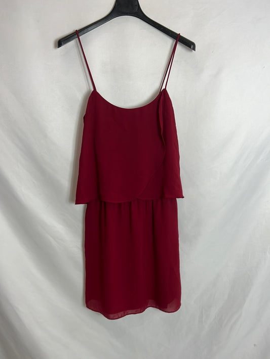 MANGO. Vestido burdeos tirantes. T S