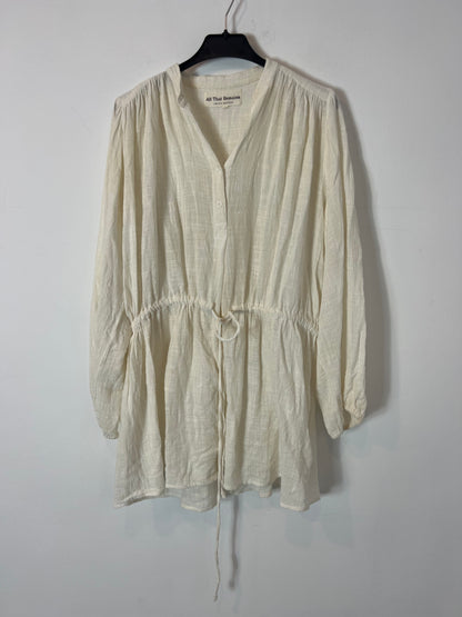 ALL THAT REMAINS. Vestido corto beige lino rustico T.6(xs/s)