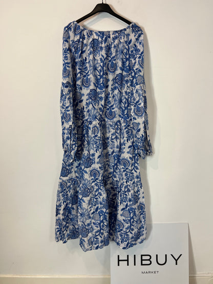 BUGANVILIA. Vestido largo flores azules T.XL/2xl