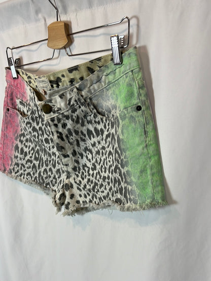 CURRENT ELLIOT. Pantalón corto denim animal print colores. T 27 (38)