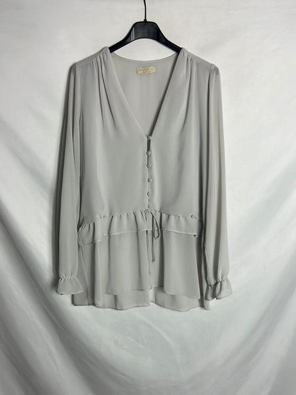 BIMANI. Blusa fluida gris perla. T M (Tara)