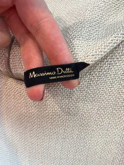 MASSIMO DUTTI. Vestido corto beige algodón. T 42