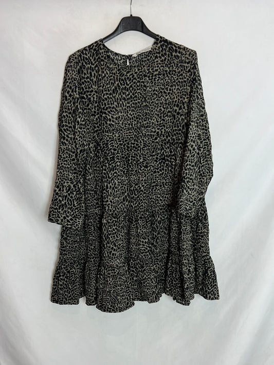 ZARA. Vestido textura animal print. T M