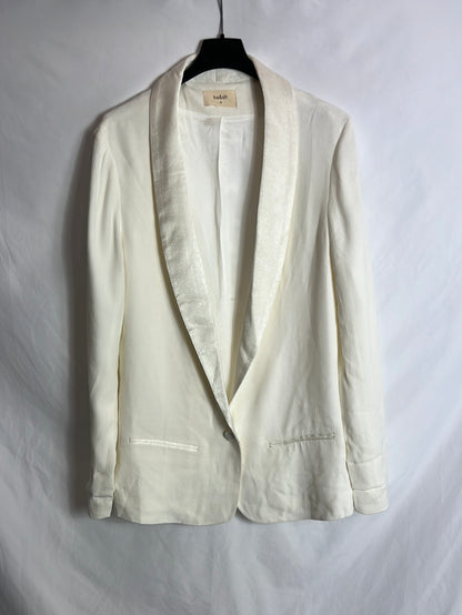 BA&SH. Blazer blanca solapa satinada. T 3(l)