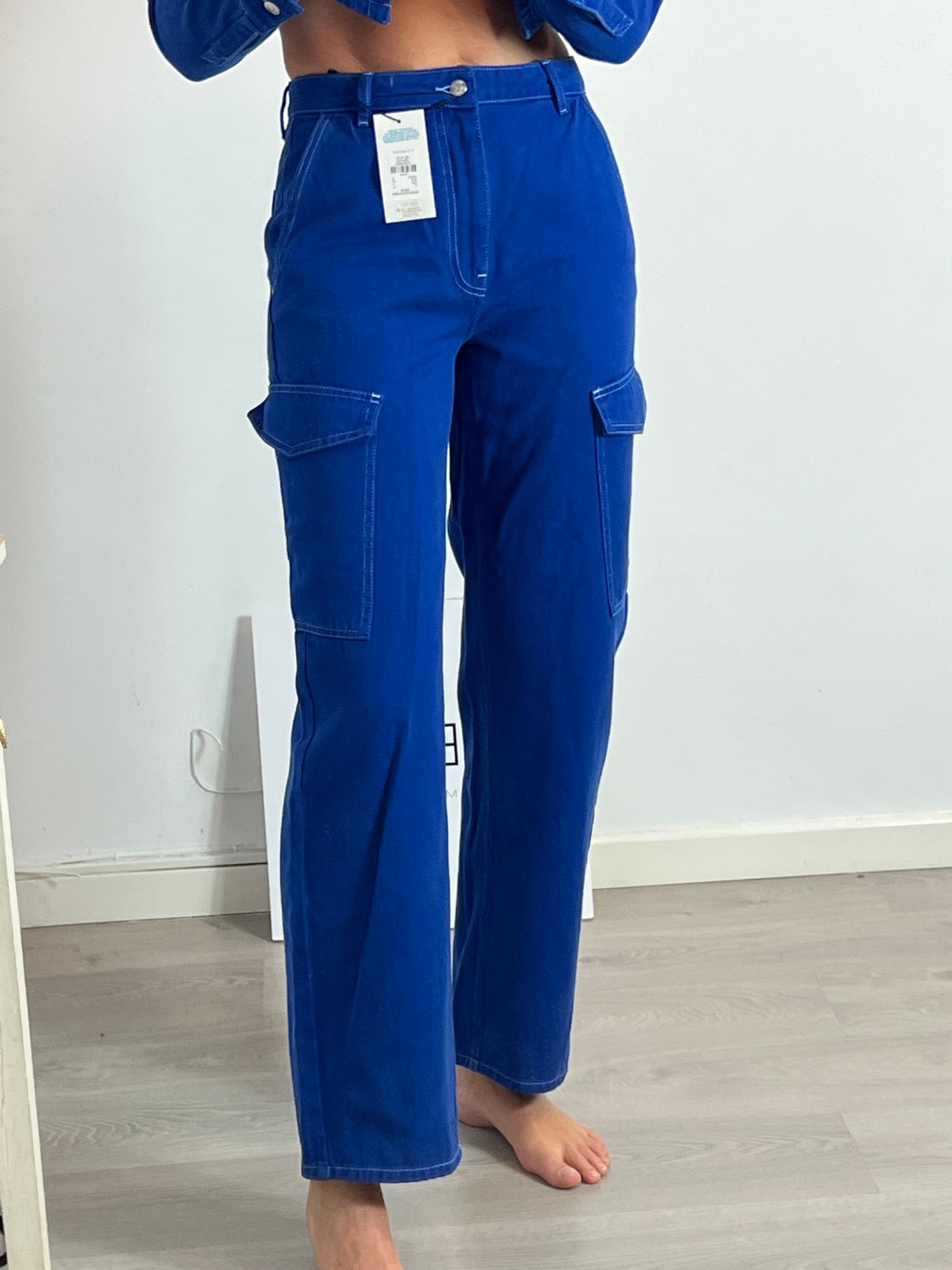 PRIMARK. Pantalón ancho denim azul  T.36