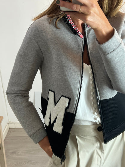 MSGM. Chaqueta bicolor texturas detalle cuello. T 42 (38)