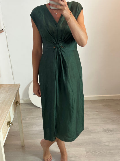 ZARA. Vestido midi verde nudo  T.l