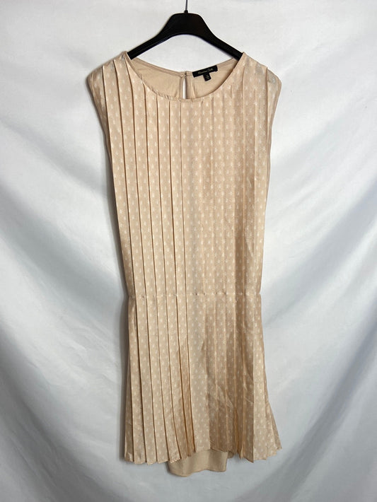 MASSIMO DUTTI. Vestido rosa palo estampado arañas. T M