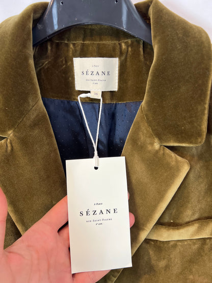 SEZANE. blazer terciopelo verde T.36